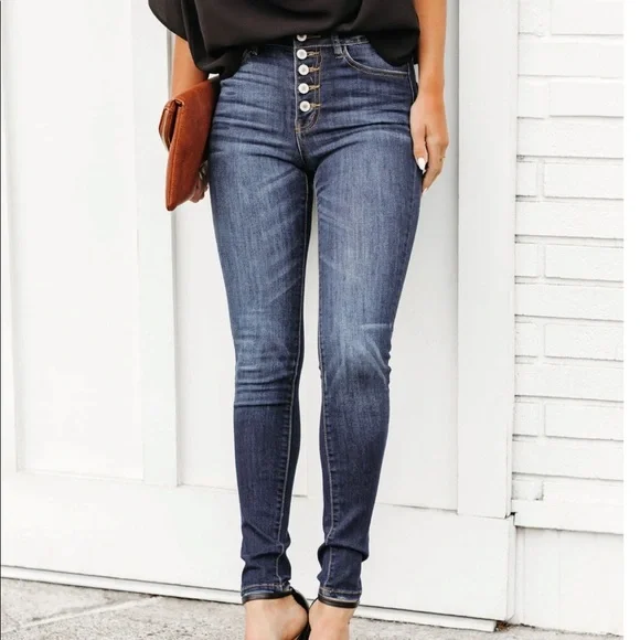 KanCan Kan Can Button Fly Dark Wash Skinny Jeans Denim Pants 26 - Picture 10 of 11